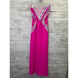 My Michelle Dress Womens XS Pink Strapless Long Maxi Embroidered